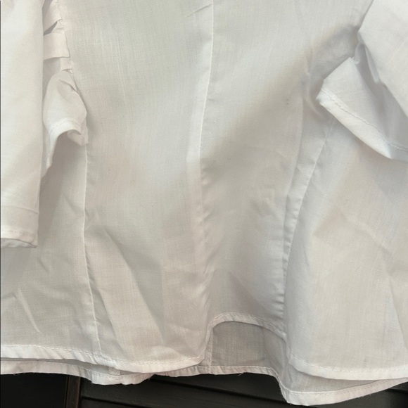 Khosi Nkosi African Elevated White Button Down Top with Ruffles, Size Small - Picture 13 of 16